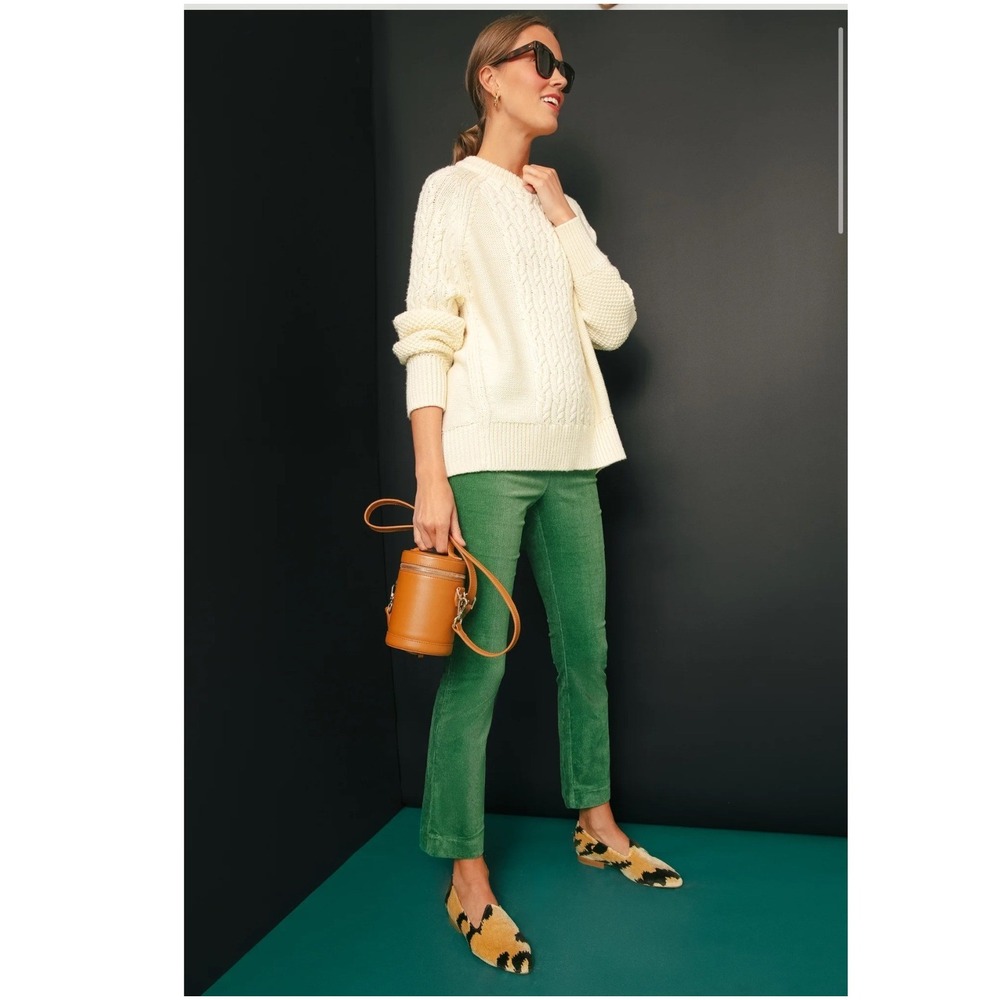 Tuckernuck Green Corduroy Ashford Pants High Rise Cropped Kick Hem Size L